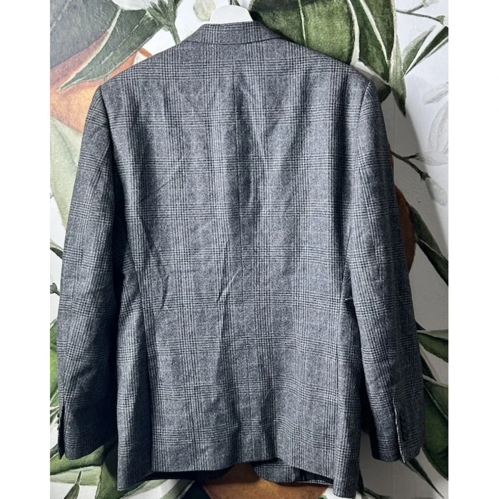Banana Republic 40S Vitale Barberis Super 100s Wool Plaid‎ Gray Jacket Blazer